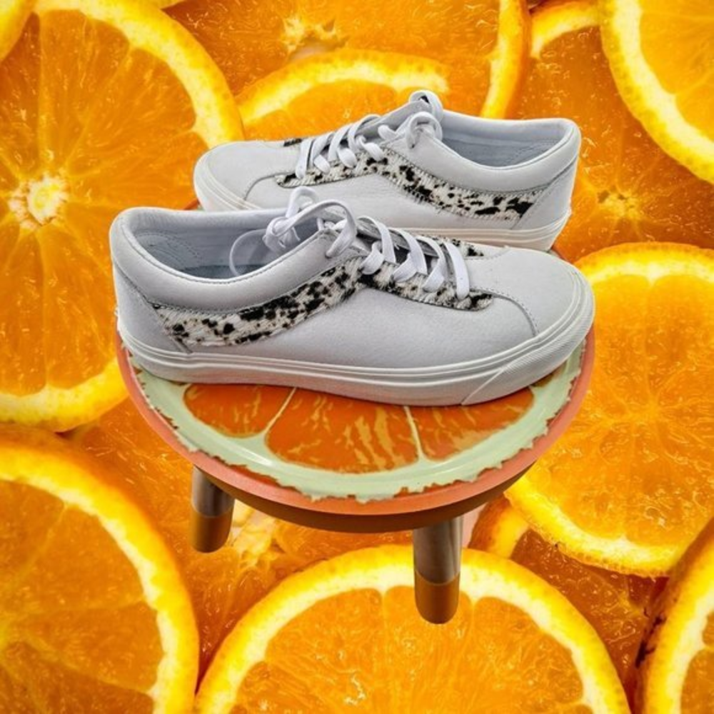 Vans Bold Ni White with Leopard Print Size Men 6.5 Woman 8